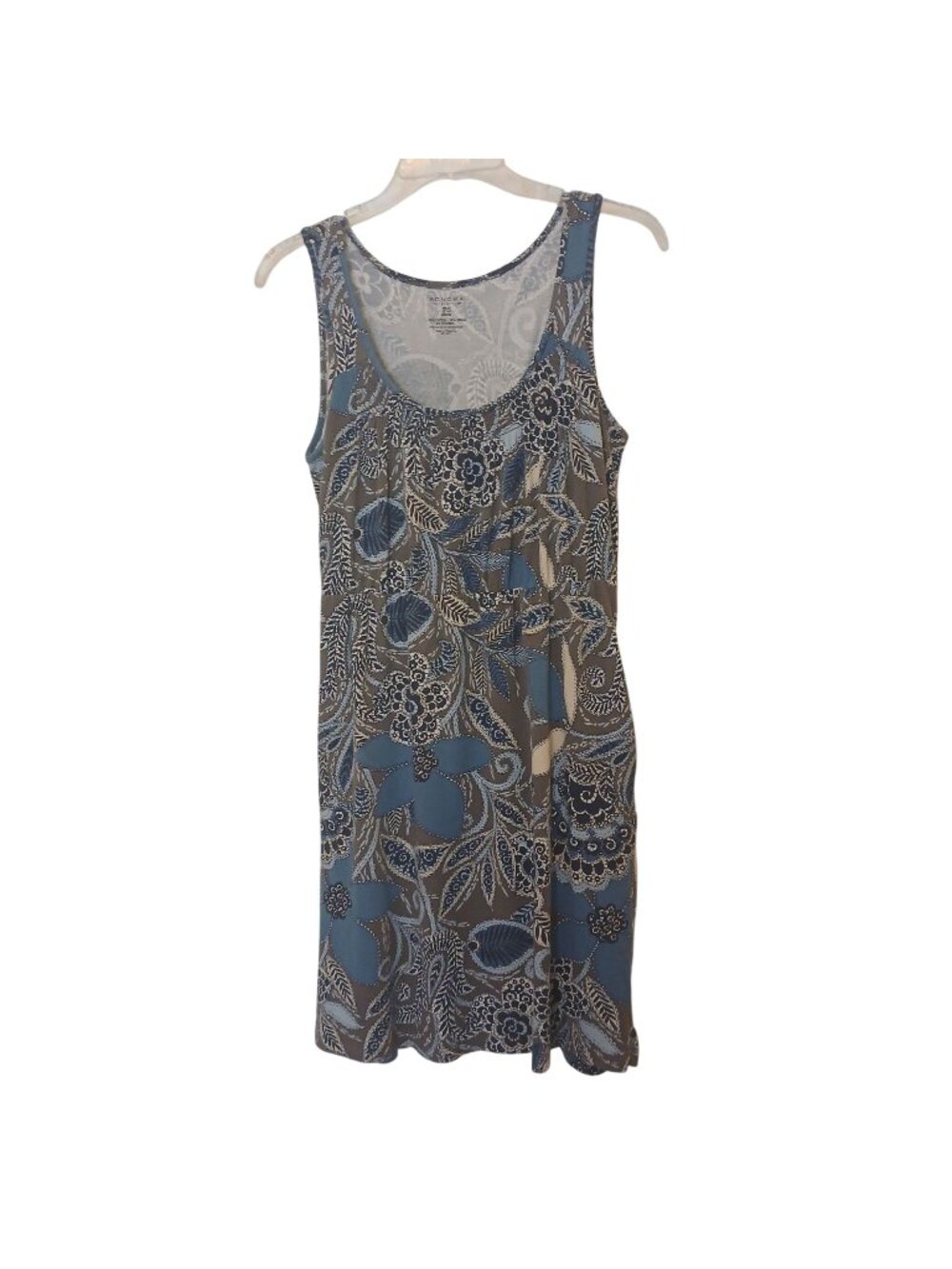 Sonoma Life + Style Floral Blue Brown Sleeveless Dress Size PS Cotton Blend #I-2